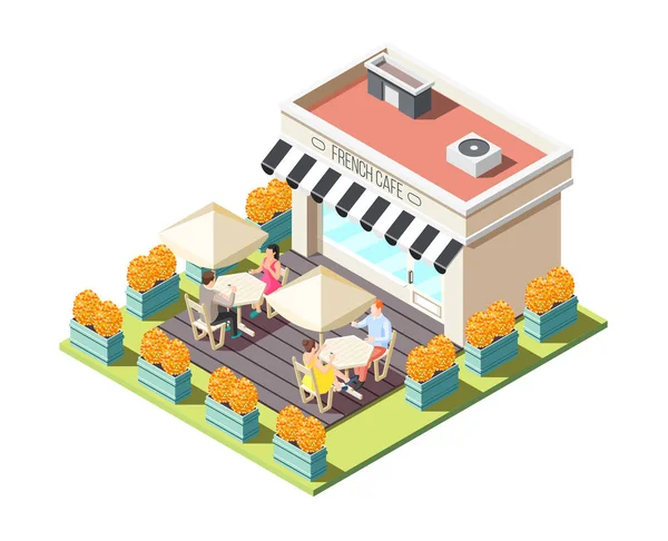 Street Coffee Isometric Composition — Stock Vector