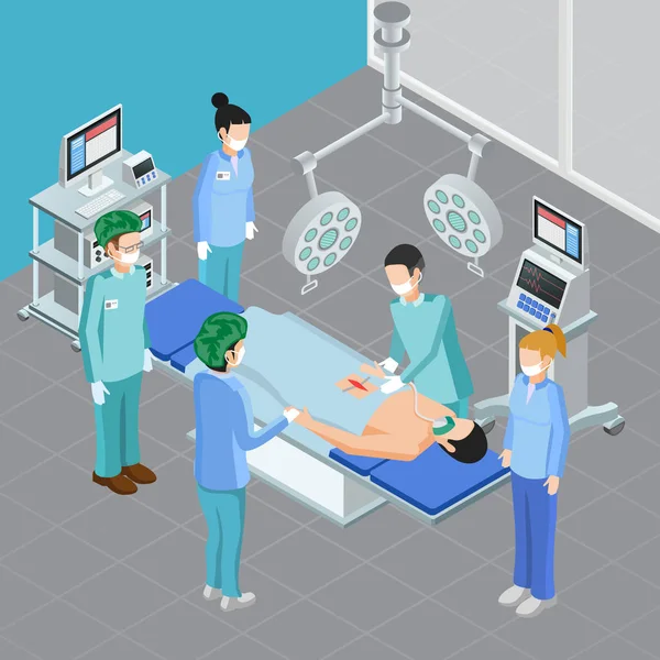 Układ pokojów izometryczny chirurgii — Wektor stockowy
