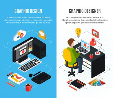 Grafik tasarım izometrik afiş 