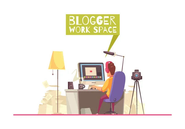 Blogging Work Space achtergrond — Stockvector