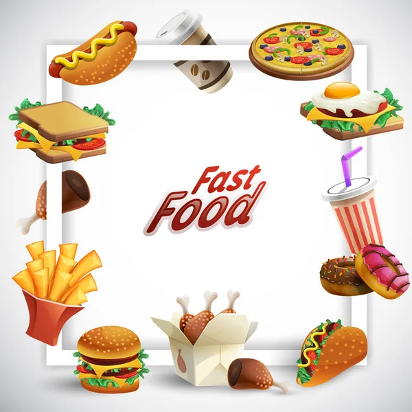 Fast Food Cartoon Frame — Stock Vector