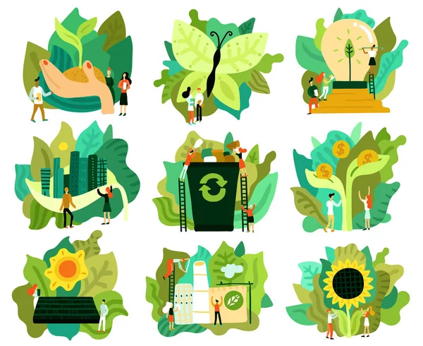 Set de iconos de restauración ecológica — Archivo Imágenes Vectoriales
