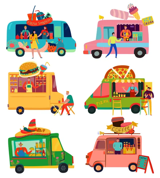 食品卡车组 — 图库矢量图片
