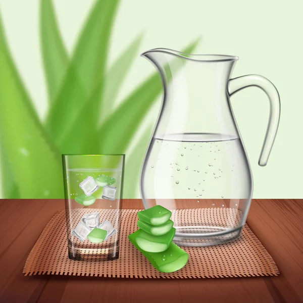 Detox Aloe Drink Composición — Archivo Imágenes Vectoriales