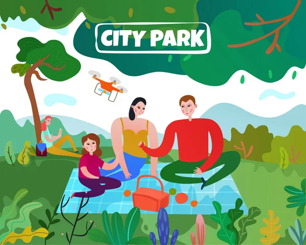 City Park Illustration — Stock Vector