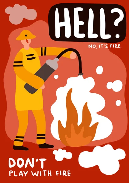 Affiche plate de lutte contre l'incendie — Image vectorielle