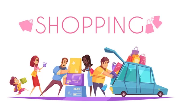 Shopping Mania Fond Composition — Image vectorielle