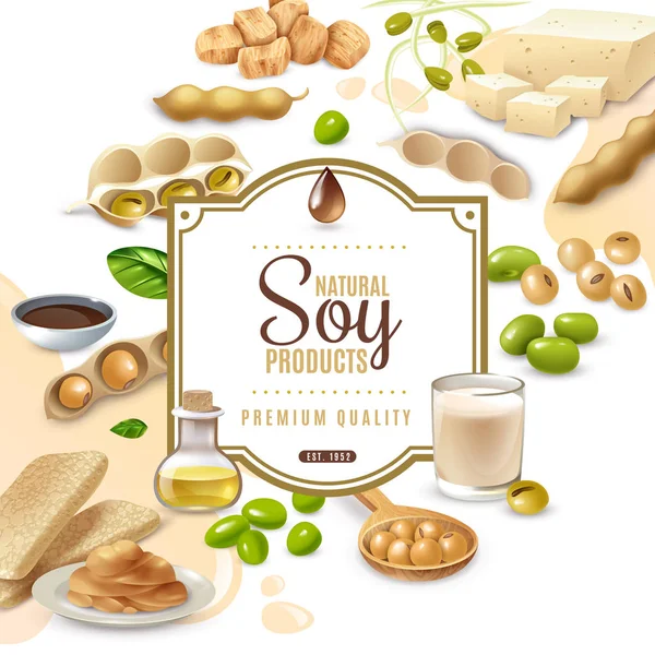 Contexte du cadre des produits alimentaires de soja — Image vectorielle