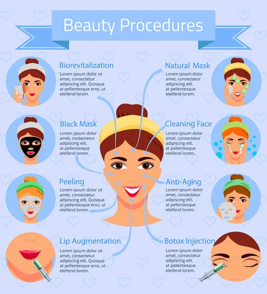 Beauty Procedures Flat Infographics — Stock Vector