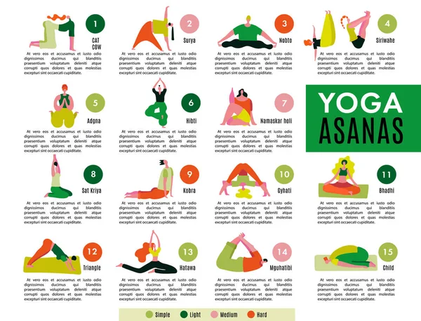 Yoga düz Infographics — Stok Vektör