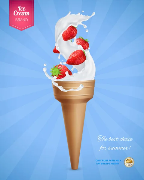Composição de publicidade de sorvete — Vetor de Stock