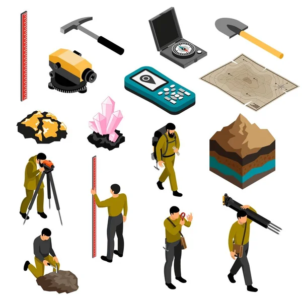 Geologist Isometric Set — Stock Vector