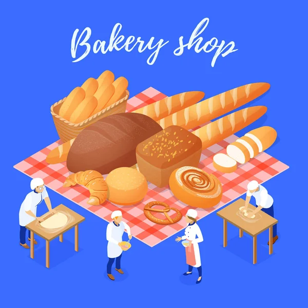 Bakery Shop Isometric Illustration — Stock Vector