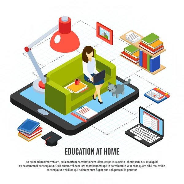 Educación en línea Concepto isométrico — Archivo Imágenes Vectoriales