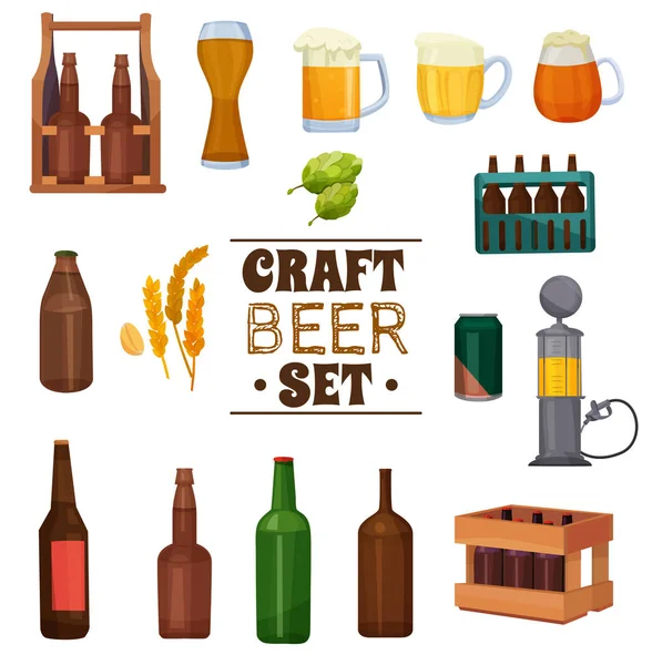 Set de cerveza artesanal — Vector de stock