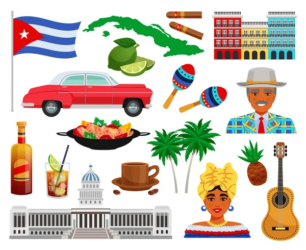 古巴旅游套装 — 图库矢量图片