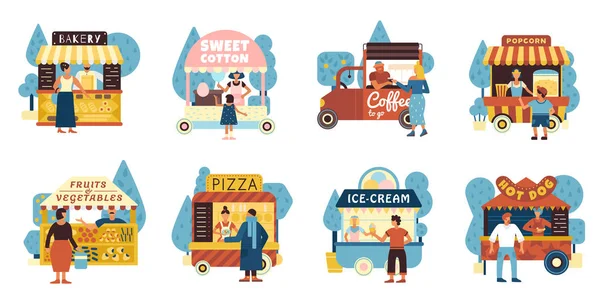 Street Food Icons Set — Vector de stoc