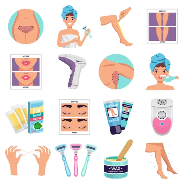 Conjunto de ícones de depilação —  Vetores de Stock