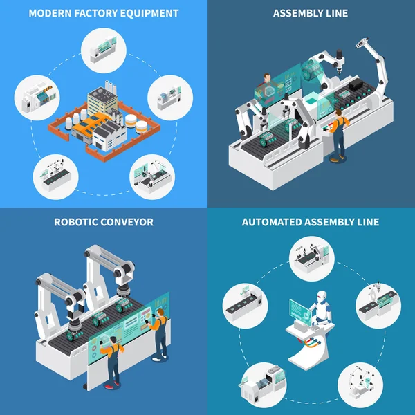 Assembly Line Design Concept — Stock Vector
