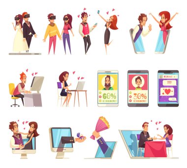 Online Dating Icons Collection