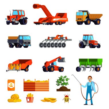 Patates ekimi düz Icons Set