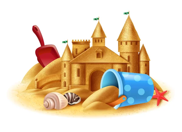 Zamek z piasku realistyczne tła — Wektor stockowy