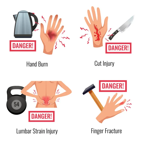Τραυματισμό προειδοποίηση επίπεδη συνθέσεις — Διανυσματικό Αρχείο