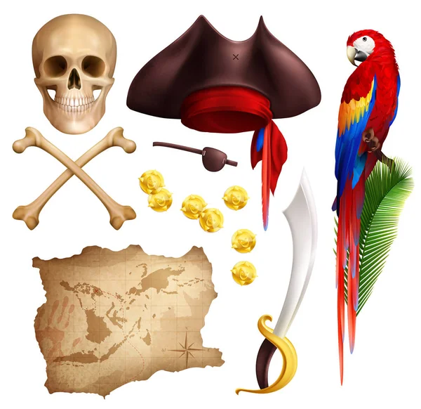 Набор пиратских иконок — стоковый вектор