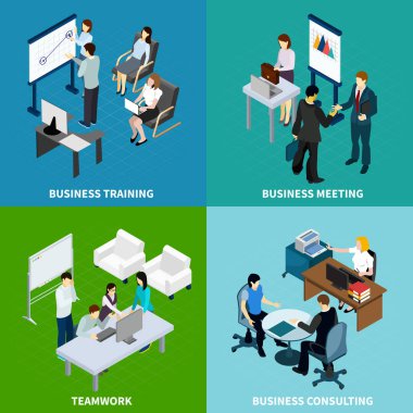 Office izometrik tasarım konsepti