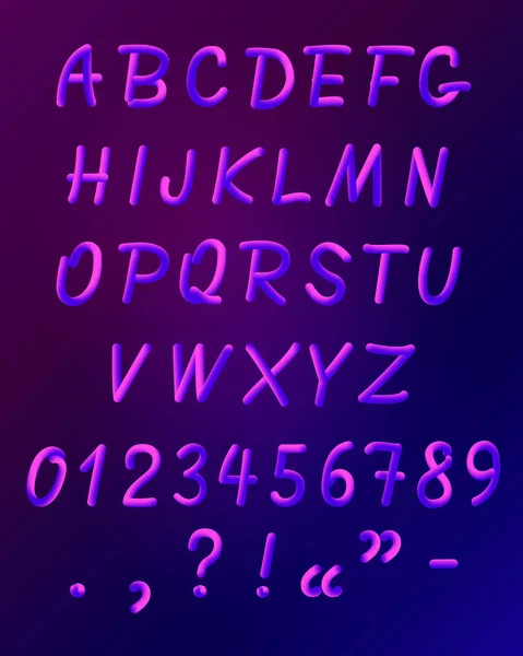 Vloeibare Neon lettertype Icon Set — Stockvector