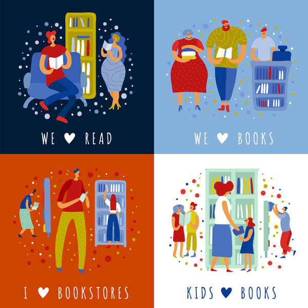 Book Store People Design Concept