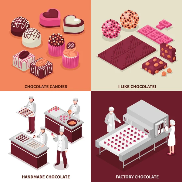 Conceito de design de fabricação de chocolate 2x2 — Vetor de Stock