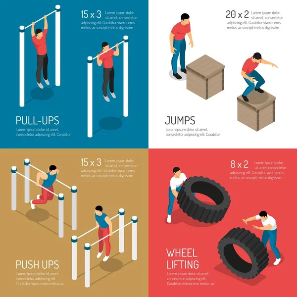 Workout Isometric Design Concept — Stock Vector