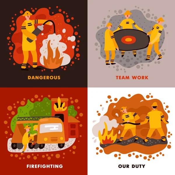 Fire Fighting Design Concept — Stock Vector
