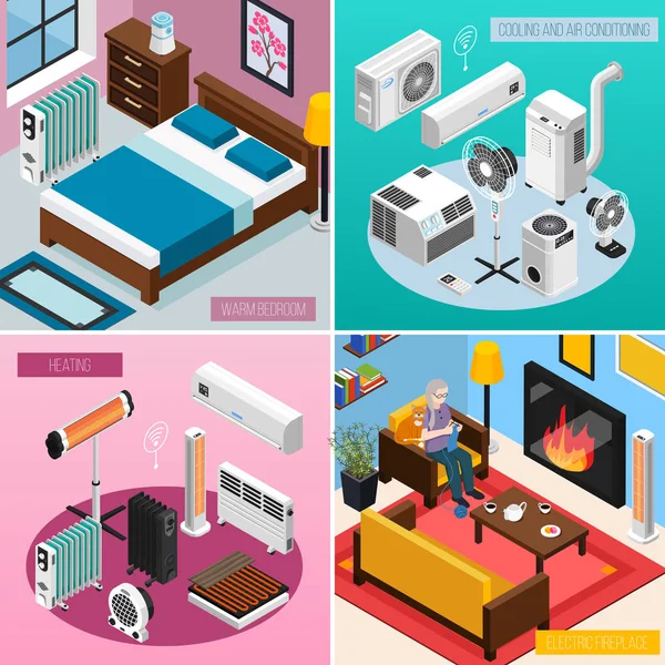 Home Climate Isometric  Concept — Stock Vector
