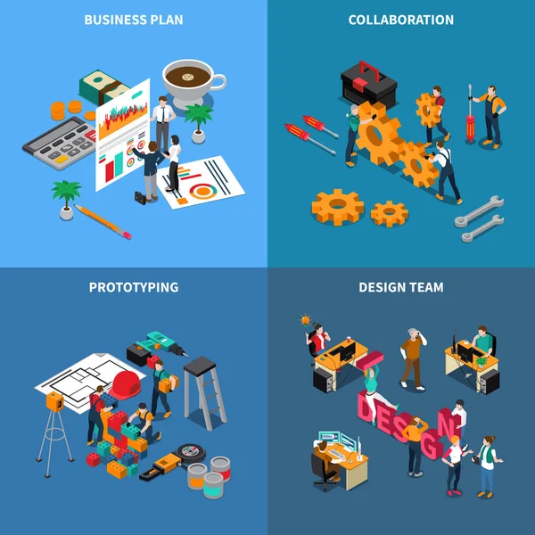 Teamwork Kollaboration Konzept Icons gesetzt — Stockvektor