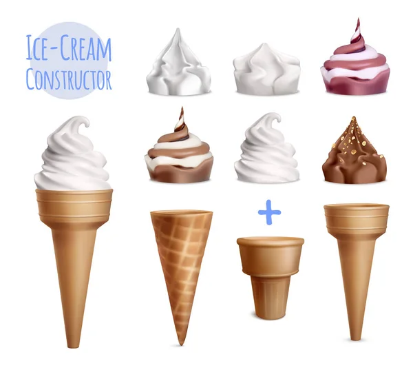 Realistic Ice Cream Constructor — Stock Vector