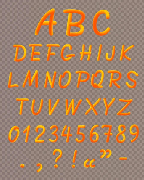 주황색 액체 네온 글꼴 아이콘 세트 — 스톡 벡터