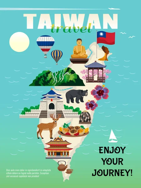 Tajvan utazási poszter — Stock Vector