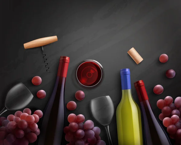 Composición realista del vino — Vector de stock