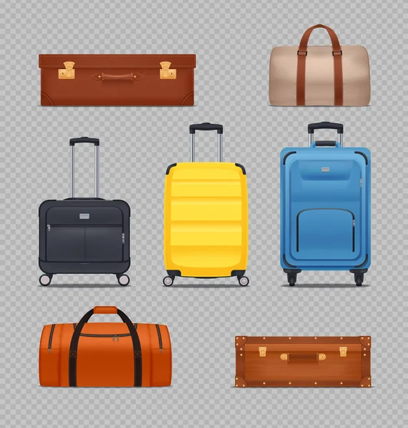 Plastic Luggages And Vintage Suitcases — Stock Vector