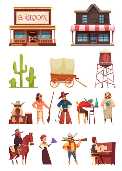 Vaquero salvaje oeste conjunto — Vector de stock