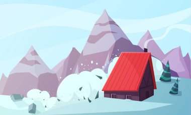 Dağ kar fırtınası düz kompozisyon