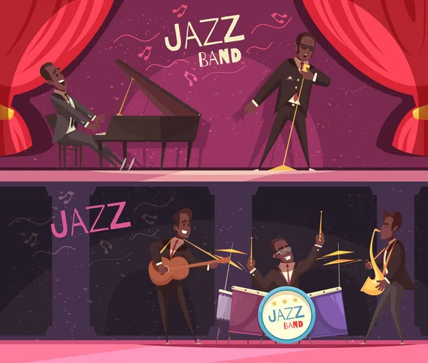 Escenario Jazz Banners Set — Archivo Imágenes Vectoriales