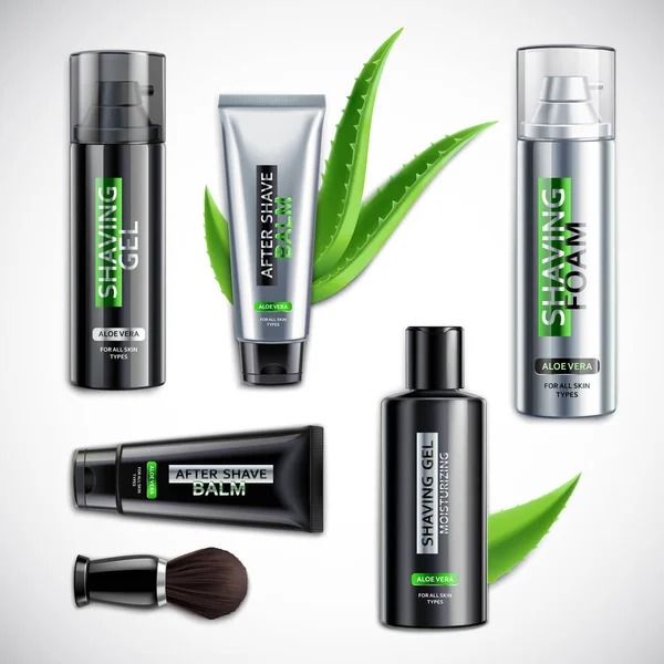 Realistische Rasierkosmetik-Produkte Set — Stockvektor