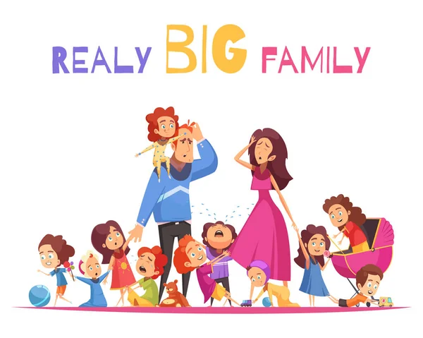 Realy Big Family Illustration — Stock Vector