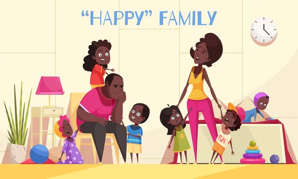 Happy Afroamerican Family Cartoon afbeelding — Stockvector