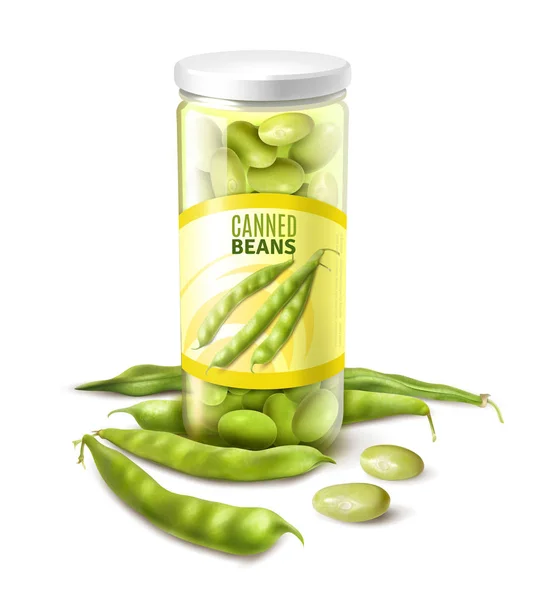 現実的な缶詰のグリーン豆 — ストックベクタ