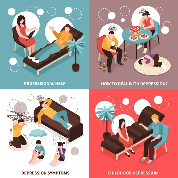 Depresyon kavramı Icons Set — Stok Vektör