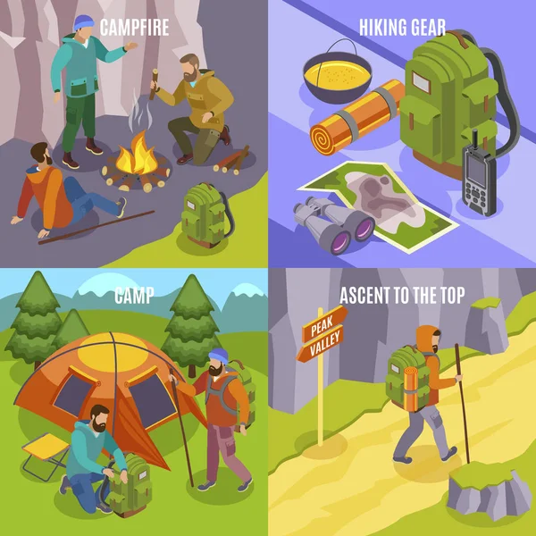 Camping wandelen ontwerpconcept — Stockvector